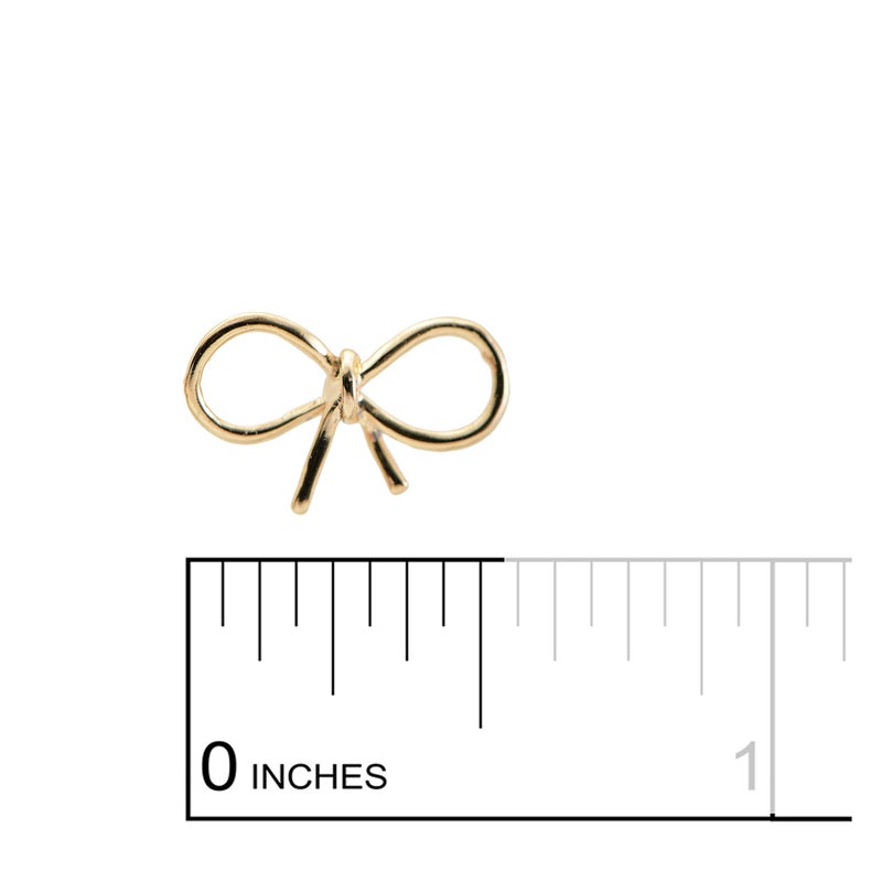 Spinningdaisy Handmade High Gloss Tiny Bow Earrings Gold - Image 3
